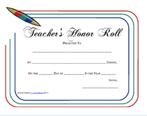 free school honor roll certificates