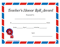 blue/red honor roll school certificates