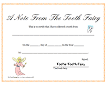 tooth fairy  certificate