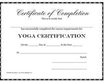 free yoga certificate templates