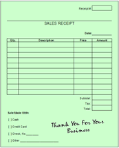 printable sales receipt to print