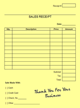 free printable receipt form template