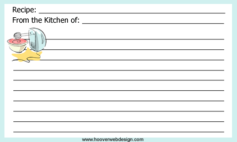 free printable recipe cards with chef hat bowl and spoon