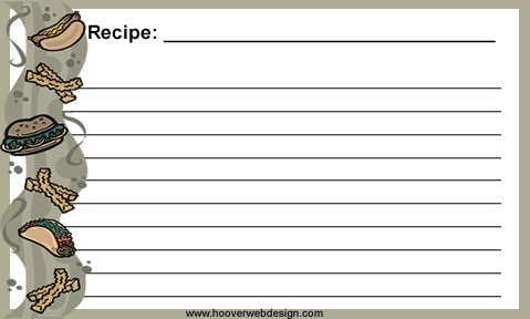fast food recipe cards