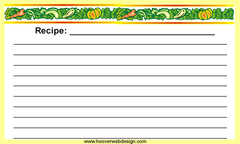vegetables recipe cards