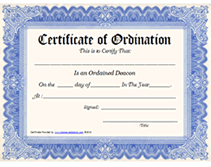 printable ordination  award certiricate