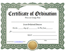 certificate of ordination awards