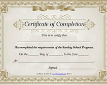 gold free printable certificate of completion sunday school