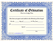 printable free certificate of ordination blank template