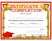 red cap free printable certificate of completion sunday school