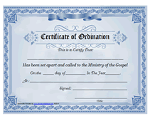 Ministry Of The Gospel Templates Free Printable Certificate Of Ordination