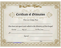 printable certificate of ordination template