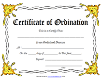 printable deacon ordaination award certiricate