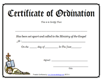 ministry of gospel ordination certificate