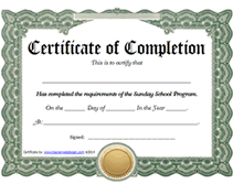 green free printable certificate of completion sunday school