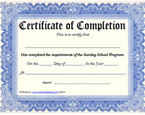 blue free printable certificate of completion sunday school