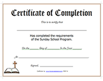 cross bible free printable certificate of completion sunday school