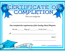 blue ribbon free printable certificate of completion sunday school