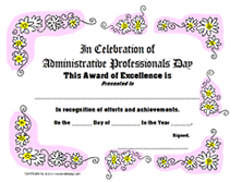 Flowers Administrative Professsionals certificates