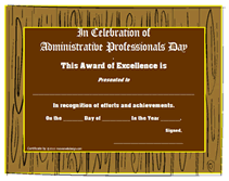 Wood Frame Administrative Professsionals certificates