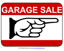pointing right garage sale street sign