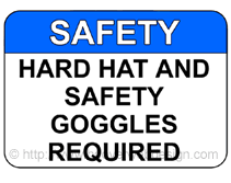 Hard Hat and Safety Goggles Required printable sign