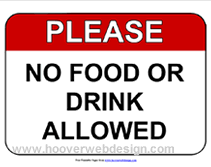 No Food Or Drink Allowed printable sign