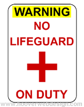 No Life Guard On Duty printable sign