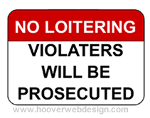 No Loitering Violaters Prosecuted printable sign