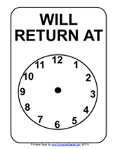 will return at printable sign