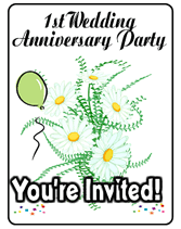 1st year wedding anniversary party invitations
