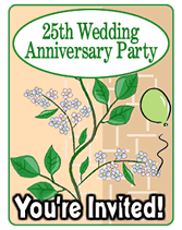 printable 25th wedding anniversary party invitations
