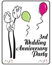3 Year wedding anniversary party invitations