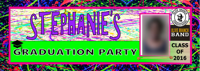 blacklight graduation party banner